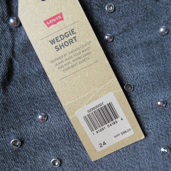 NWT Levis' Wedgie Short in Bling Bling Black Gray Rhinestone Studded Shorts - Picture 11 of 11